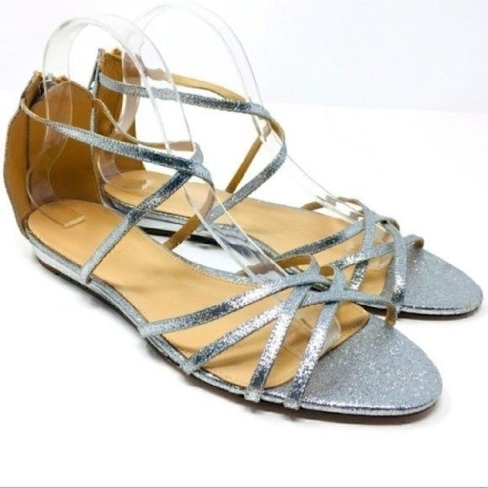 J crew silver glitter gladiator sandal 10 BoxK